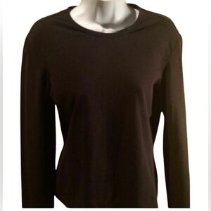 LONG SLEEVE CREW NECK BLACK COTTON TOP